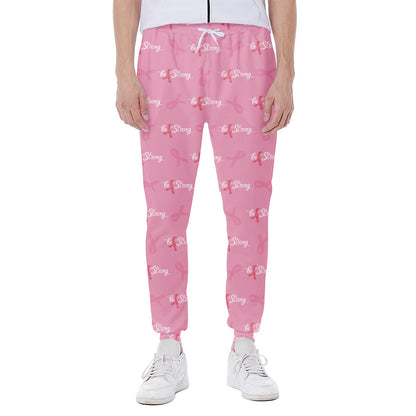 Be Strong Breast Cancer Pattern Print Scuba Joggers