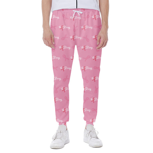 Be Strong Breast Cancer Pattern Print Scuba Joggers