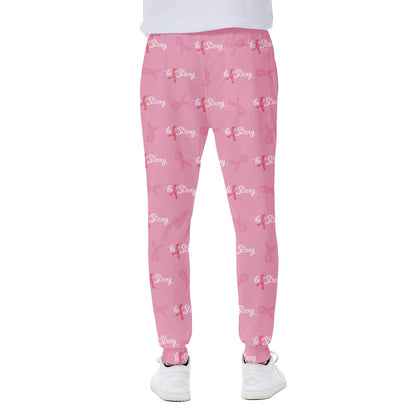 Be Strong Breast Cancer Pattern Print Scuba Joggers