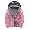 Be Strong Breast Cancer Pattern Print Sherpa Lined Zip Up Hoodie