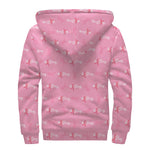 Be Strong Breast Cancer Pattern Print Sherpa Lined Zip Up Hoodie