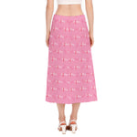 Be Strong Breast Cancer Pattern Print Side Slit Midi Skirt