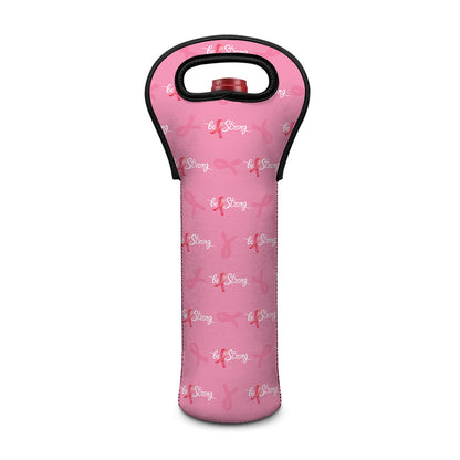 Be Strong Breast Cancer Pattern Print Single Neoprene Wine Tote