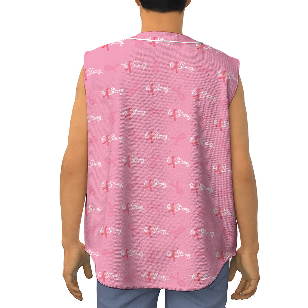 Be Strong Breast Cancer Pattern Print Sleeveless Baseball Jersey
