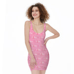 Be Strong Breast Cancer Pattern Print Sleeveless Bodycon Dress