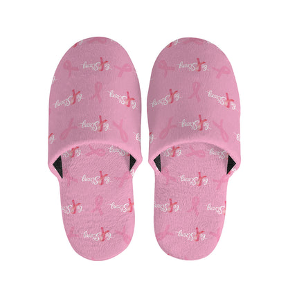 Be Strong Breast Cancer Pattern Print Slippers