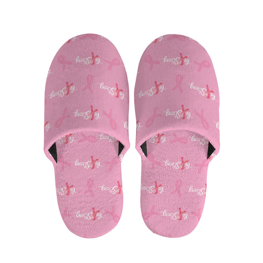 Be Strong Breast Cancer Pattern Print Slippers