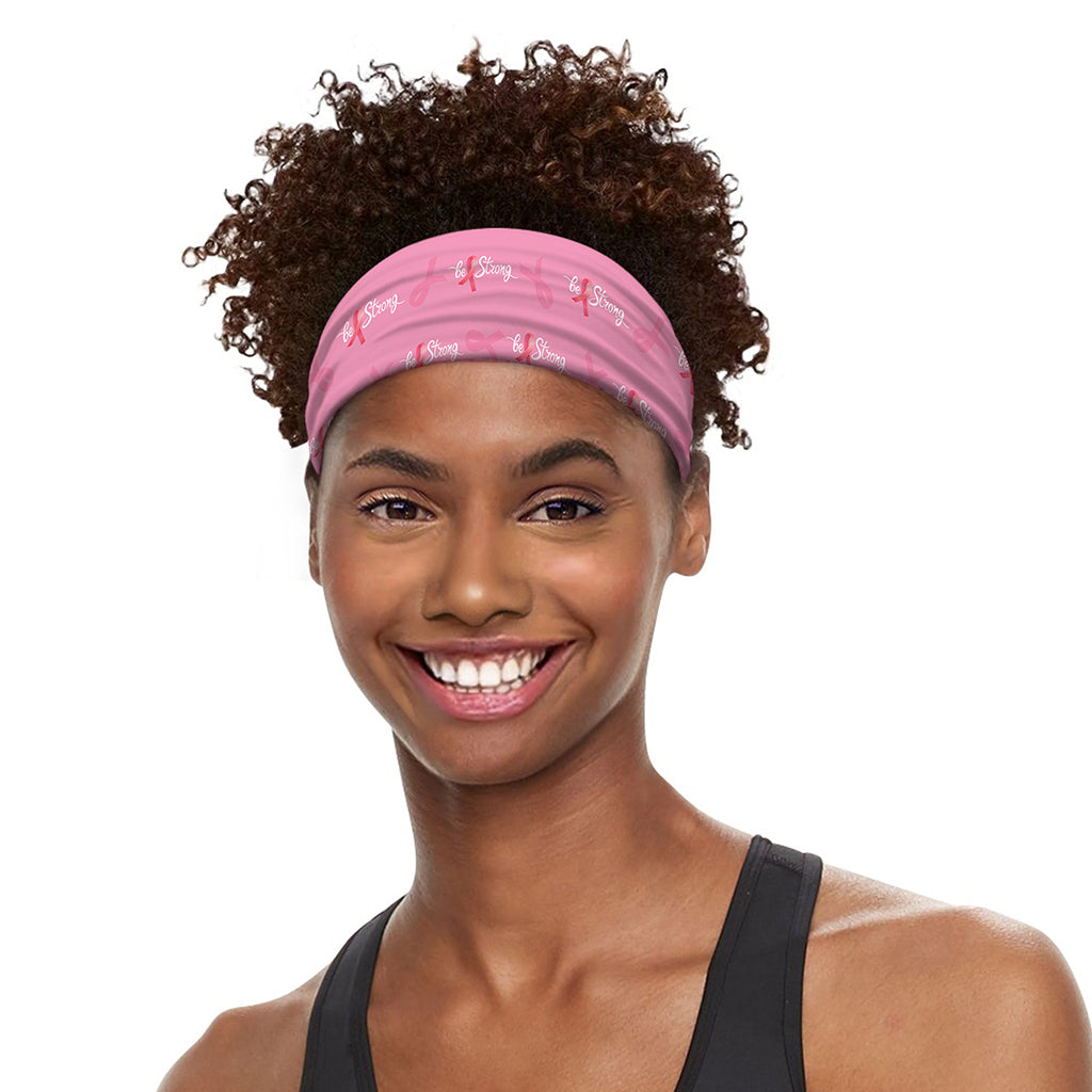 Be Strong Breast Cancer Pattern Print Sports Headband