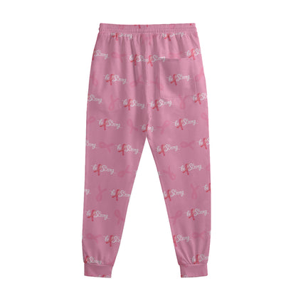 Be Strong Breast Cancer Pattern Print Sweatpants