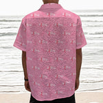 Be Strong Breast Cancer Pattern Print Textured Short Sleeve Shirt