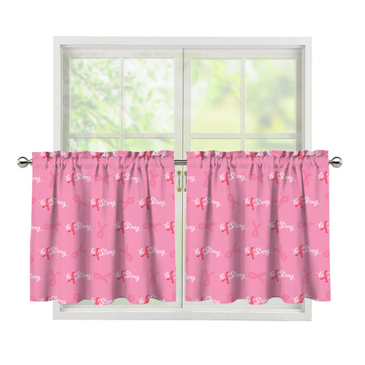 Be Strong Breast Cancer Pattern Print Tier Curtains