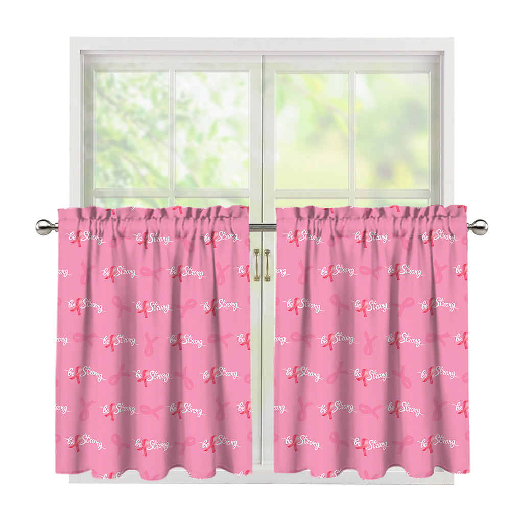 Be Strong Breast Cancer Pattern Print Tier Curtains