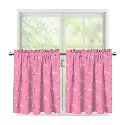 Be Strong Breast Cancer Pattern Print Tier Curtains