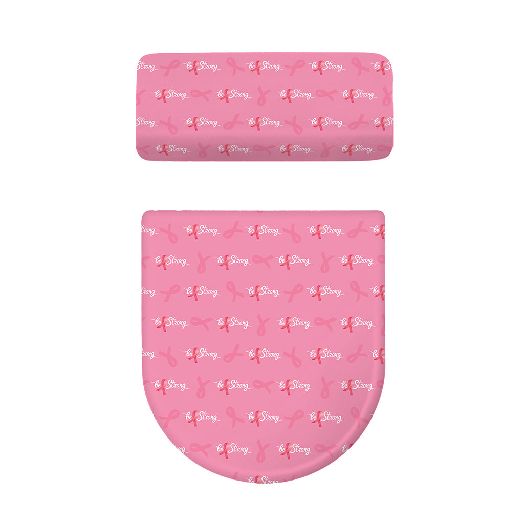 Be Strong Breast Cancer Pattern Print Toilet Lid And Tank Cover Set