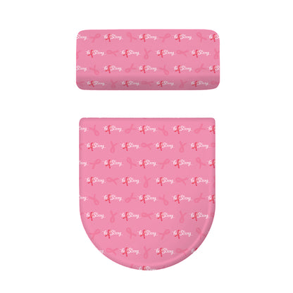 Be Strong Breast Cancer Pattern Print Toilet Lid And Tank Cover Set
