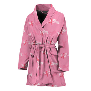 Be Strong Breast Cancer Pattern Print Women's Bathrobe