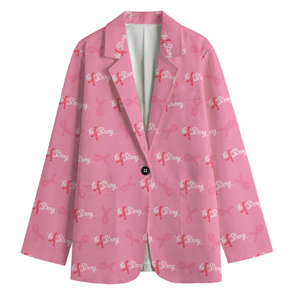 Be Strong Breast Cancer Pattern Print Women's Blazer