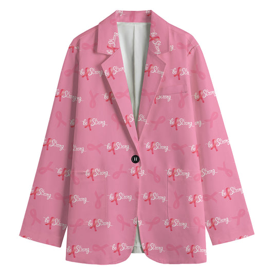 Be Strong Breast Cancer Pattern Print Women's Blazer