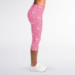 Be Strong Breast Cancer Pattern Print Women's Capri Leggings