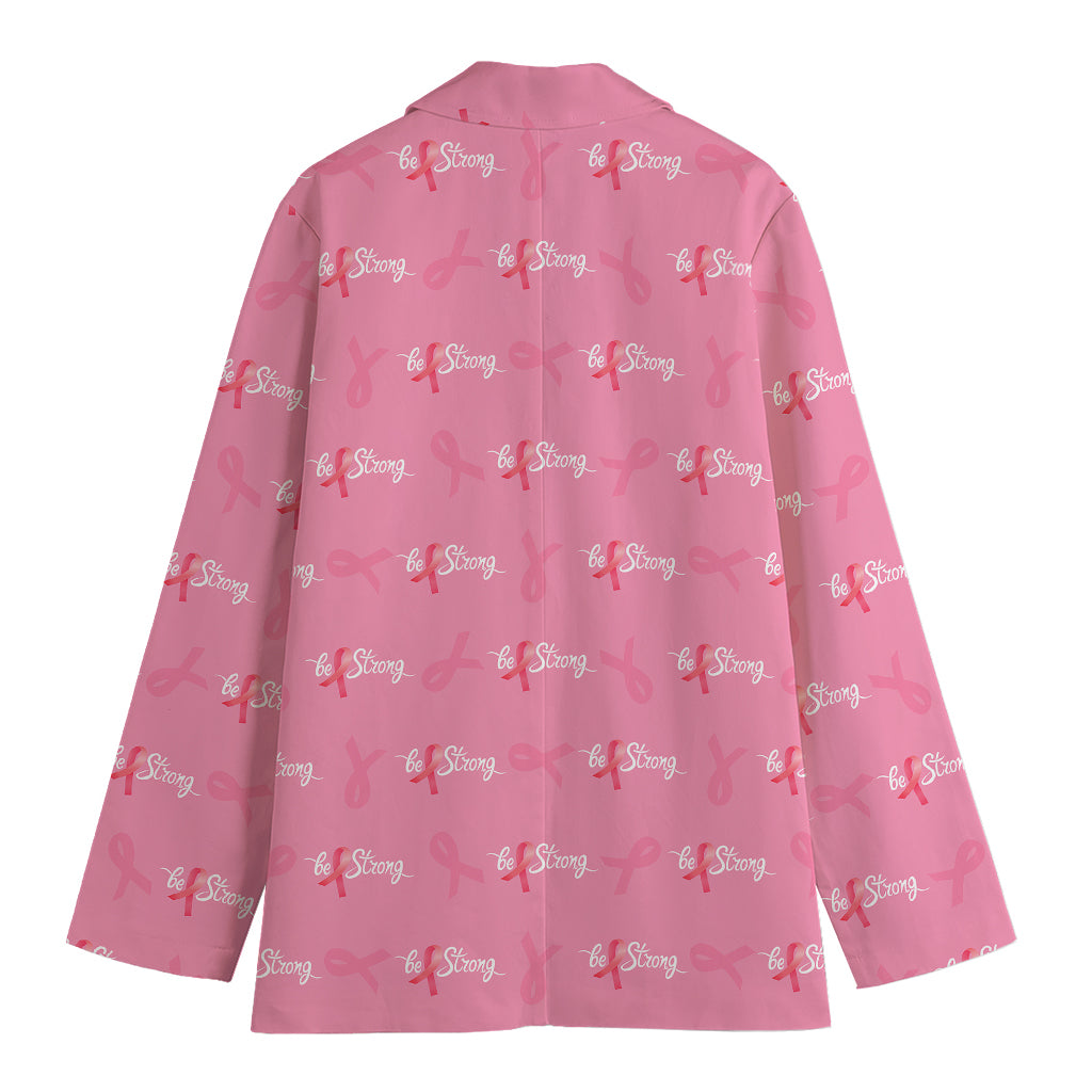 Be Strong Breast Cancer Pattern Print Women's Cotton Blazer