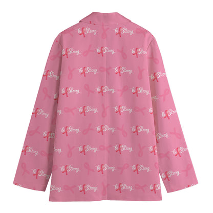 Be Strong Breast Cancer Pattern Print Women's Cotton Blazer
