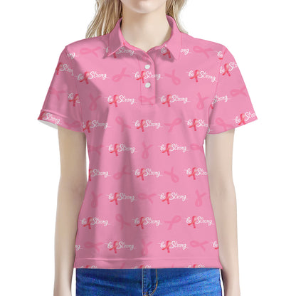 Be Strong Breast Cancer Pattern Print Women's Polo Shirt