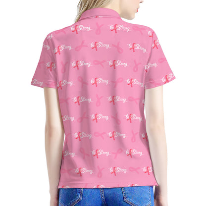 Be Strong Breast Cancer Pattern Print Women's Polo Shirt