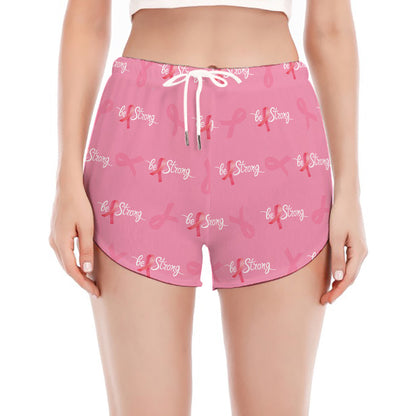 Be Strong Breast Cancer Pattern Print Women's Split Running Shorts