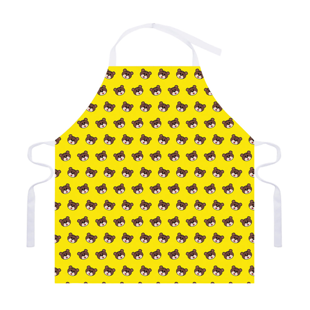 Bear Emoji Pattern Print Adjustable Apron