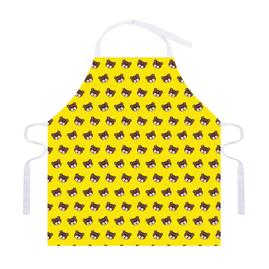 Bear Emoji Pattern Print Adjustable Apron
