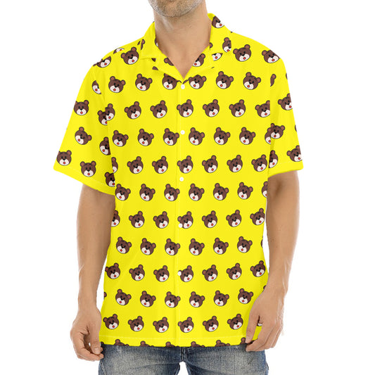 Bear Emoji Pattern Print Aloha Shirt