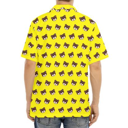 Bear Emoji Pattern Print Aloha Shirt