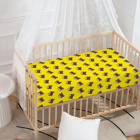 Bear Emoji Pattern Print Baby Crib Sheet