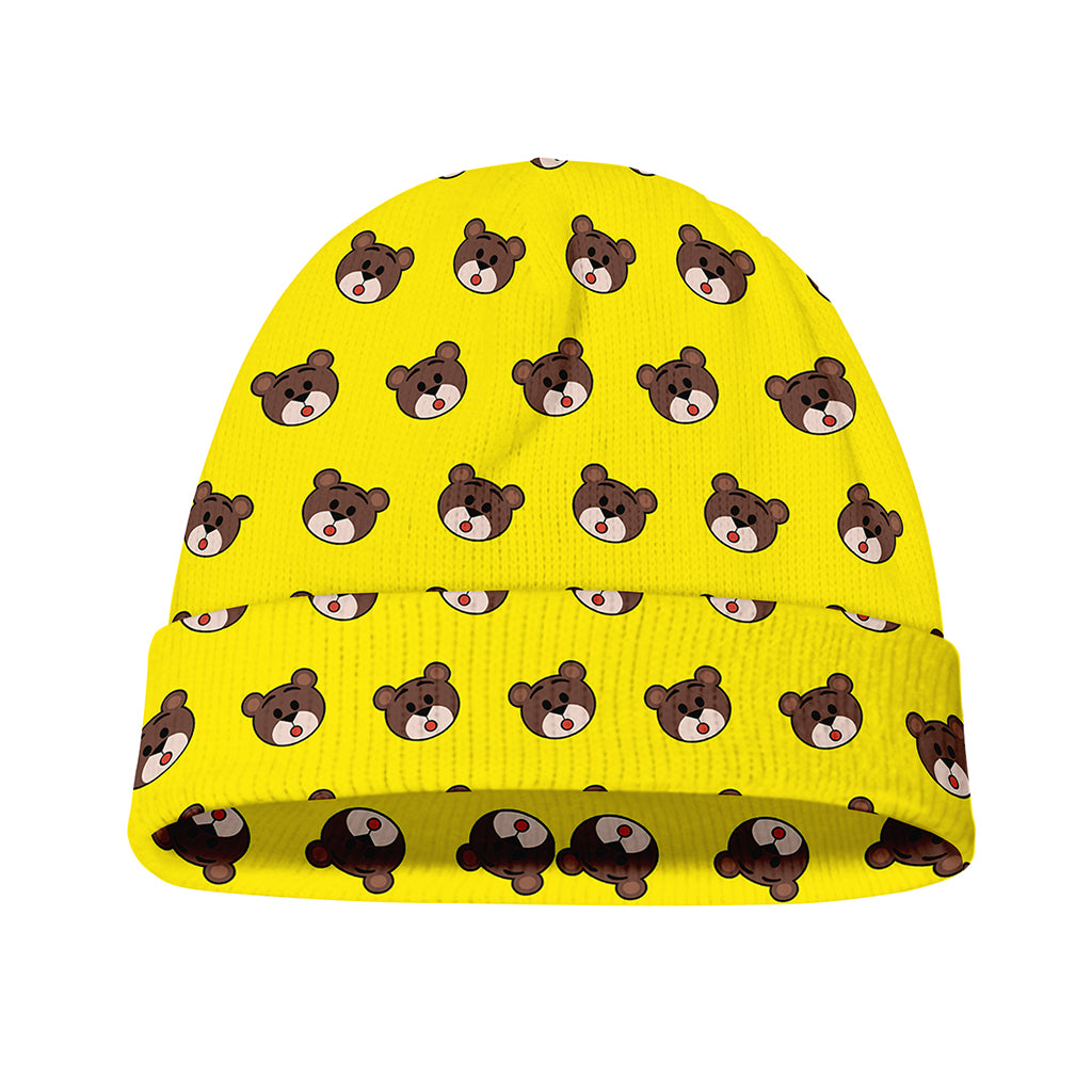 Bear Emoji Pattern Print Beanie