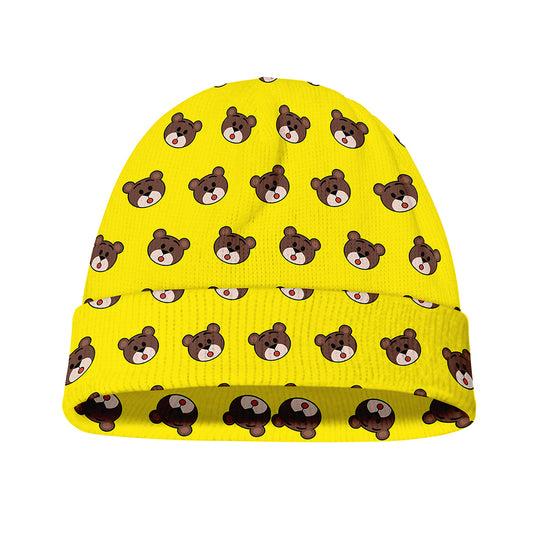 Bear Emoji Pattern Print Beanie