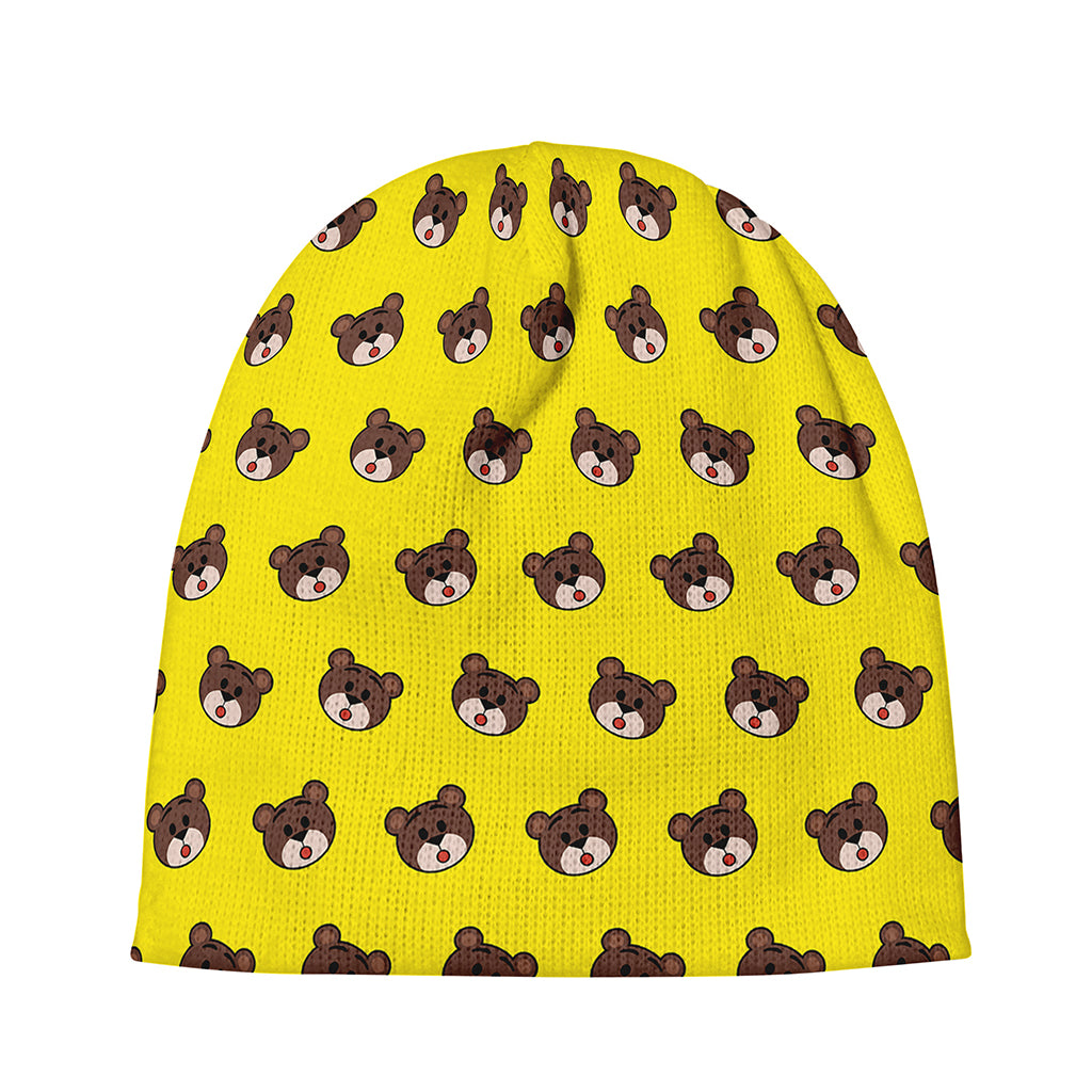 Bear Emoji Pattern Print Beanie