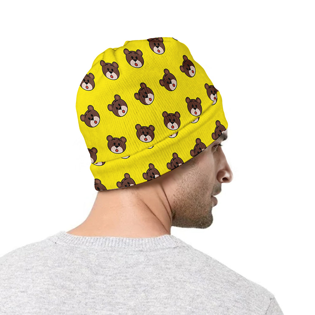 Bear Emoji Pattern Print Beanie