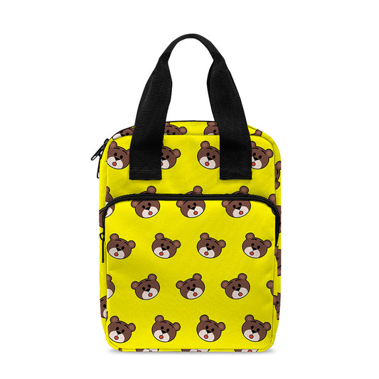Bear Emoji Pattern Print Bible Tote Bag