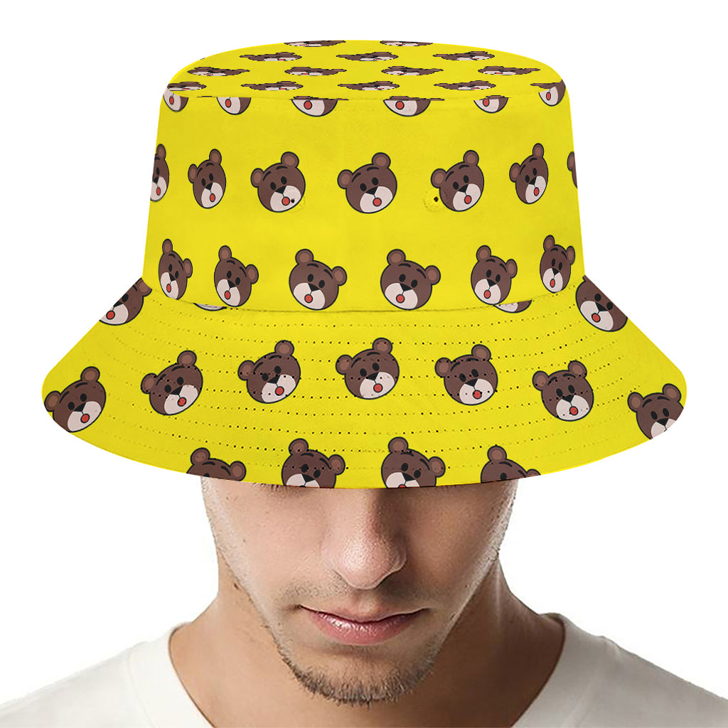 Bear Emoji Pattern Print Bucket Hat