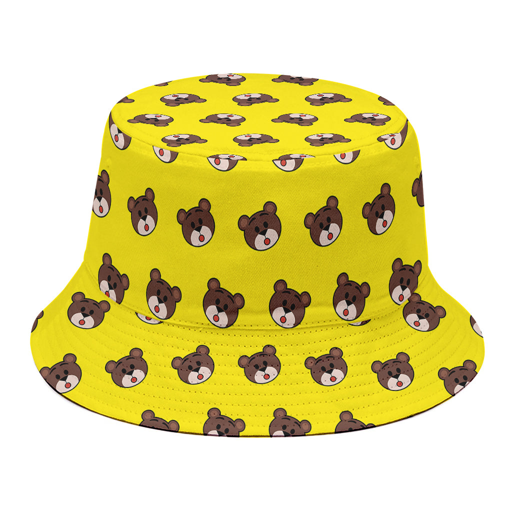 Bear Emoji Pattern Print Bucket Hat