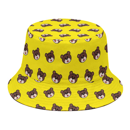 Bear Emoji Pattern Print Bucket Hat
