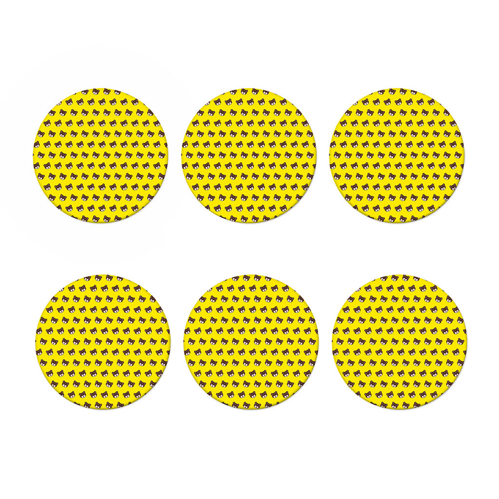 Bear Emoji Pattern Print Coaster Set