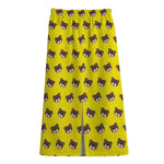 Bear Emoji Pattern Print Cotton Front Slit Maxi Skirt