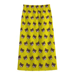 Bear Emoji Pattern Print Cotton Front Slit Maxi Skirt