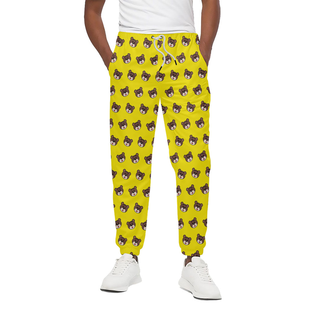 Bear Emoji Pattern Print Cotton Pants