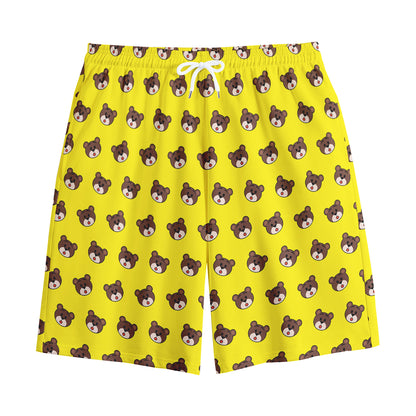 Bear Emoji Pattern Print Cotton Shorts
