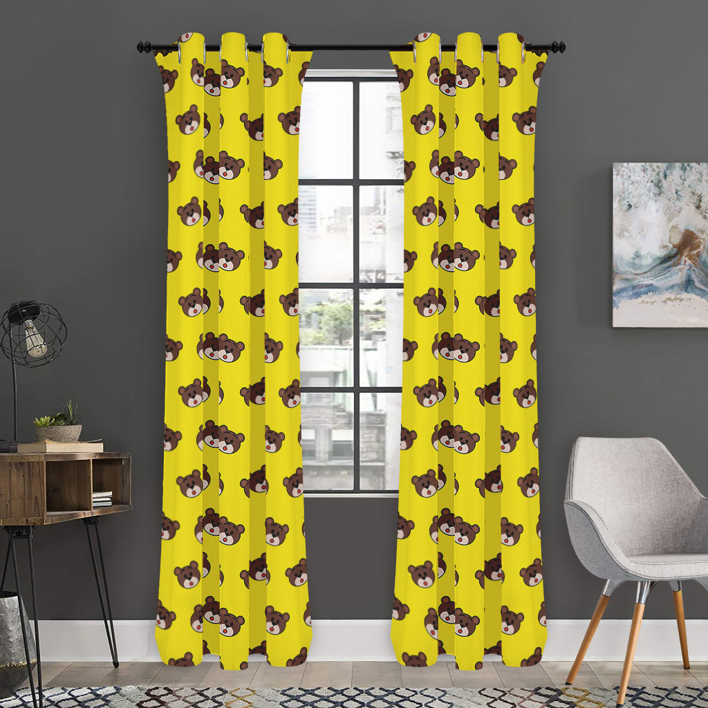 Bear Emoji Pattern Print Curtain
