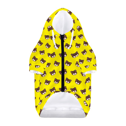 Bear Emoji Pattern Print Dog Zip Up Hoodie