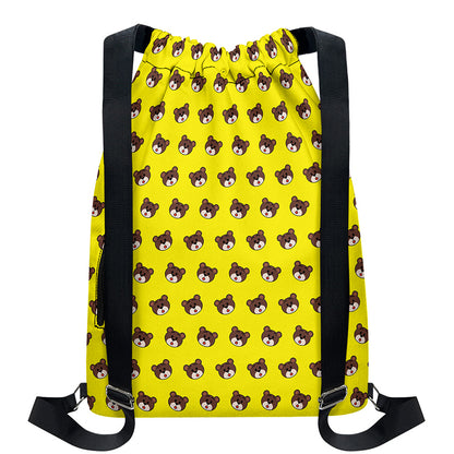 Bear Emoji Pattern Print Drawstring Backpack