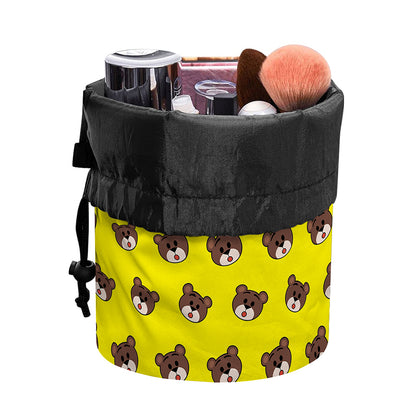 Bear Emoji Pattern Print Drawstring Makeup Bag